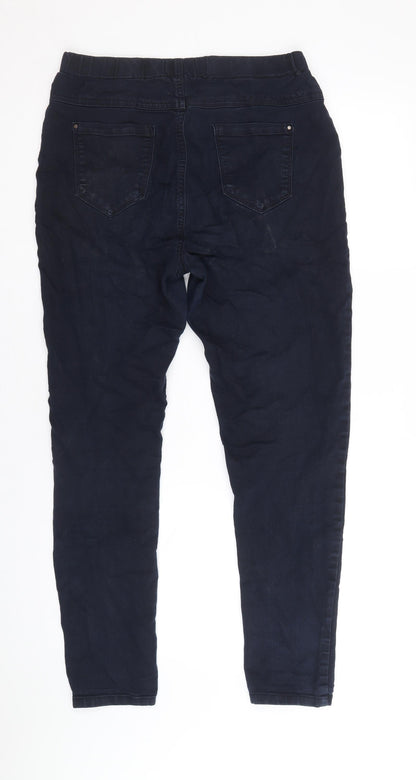 Peacocks Womens Blue Polyester Skinny Jeans Size 12 Regular Zip