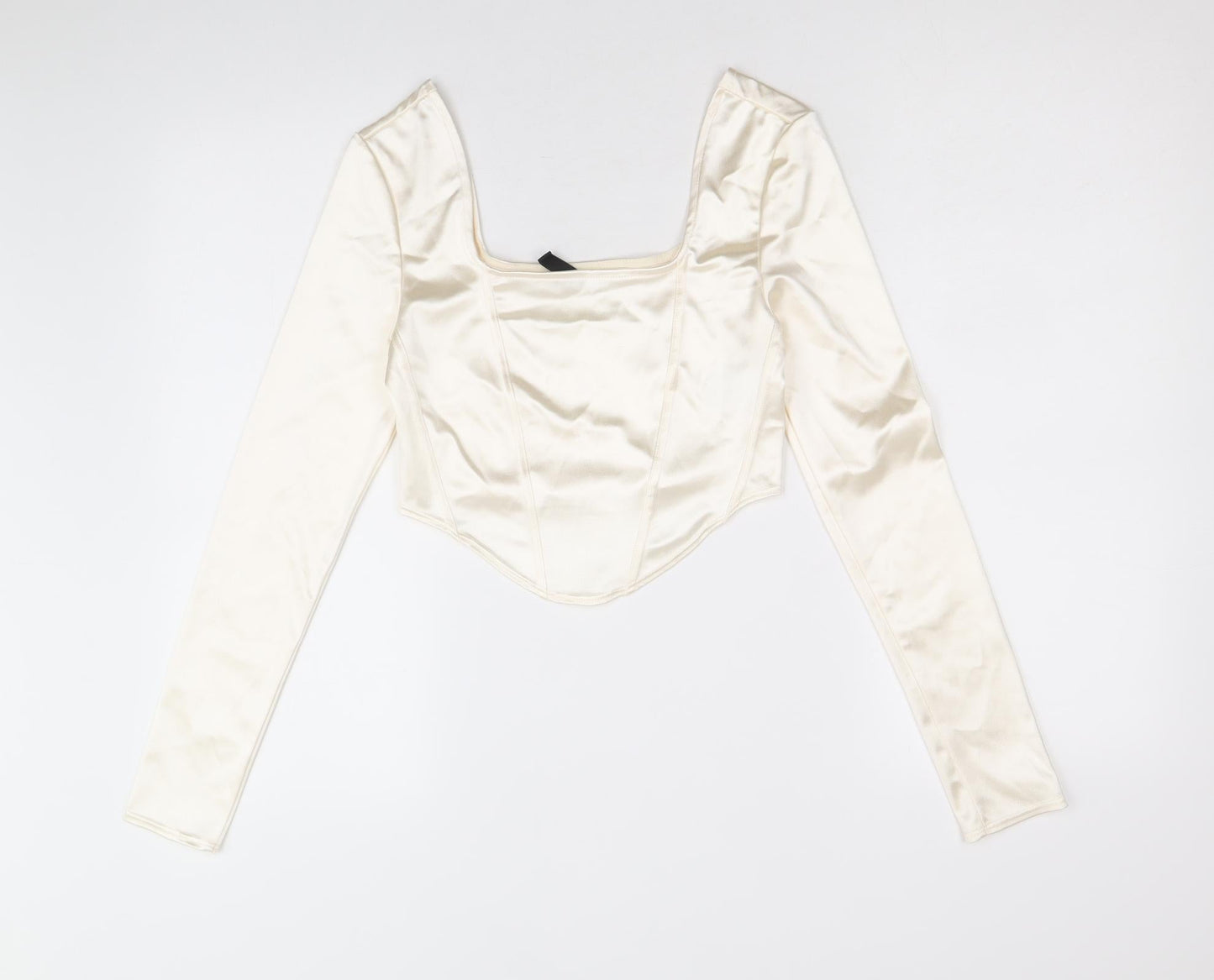 Womens UK Size S Divided by H&M Ivory Cropped Blouse