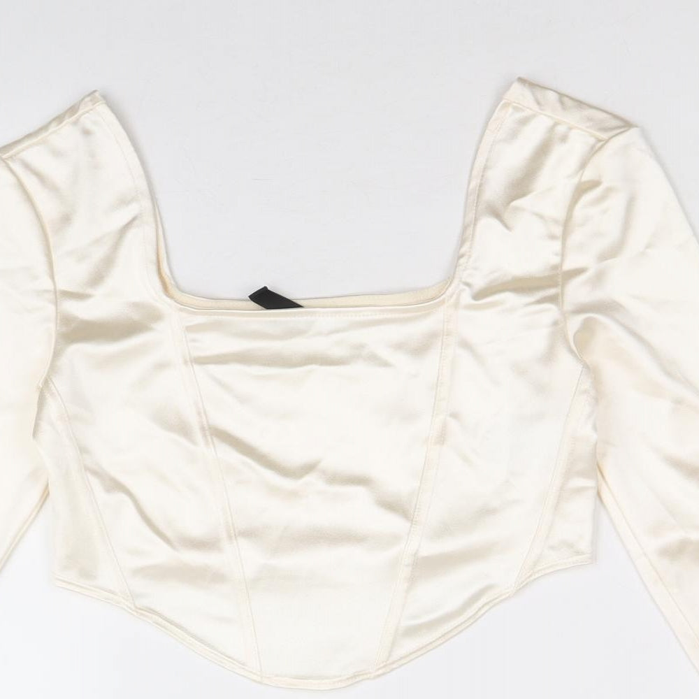 Womens UK Size S Divided by H&M Ivory Cropped Blouse
