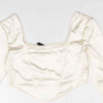 Womens UK Size S Divided by H&M Ivory Cropped Blouse