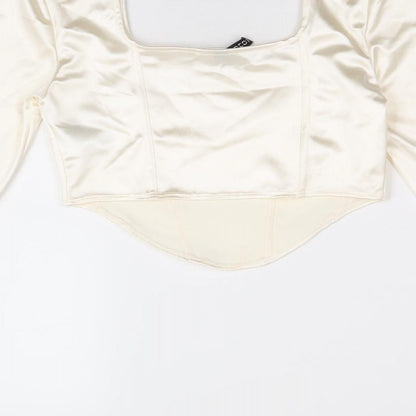 Womens UK Size S Divided by H&M Ivory Cropped Blouse