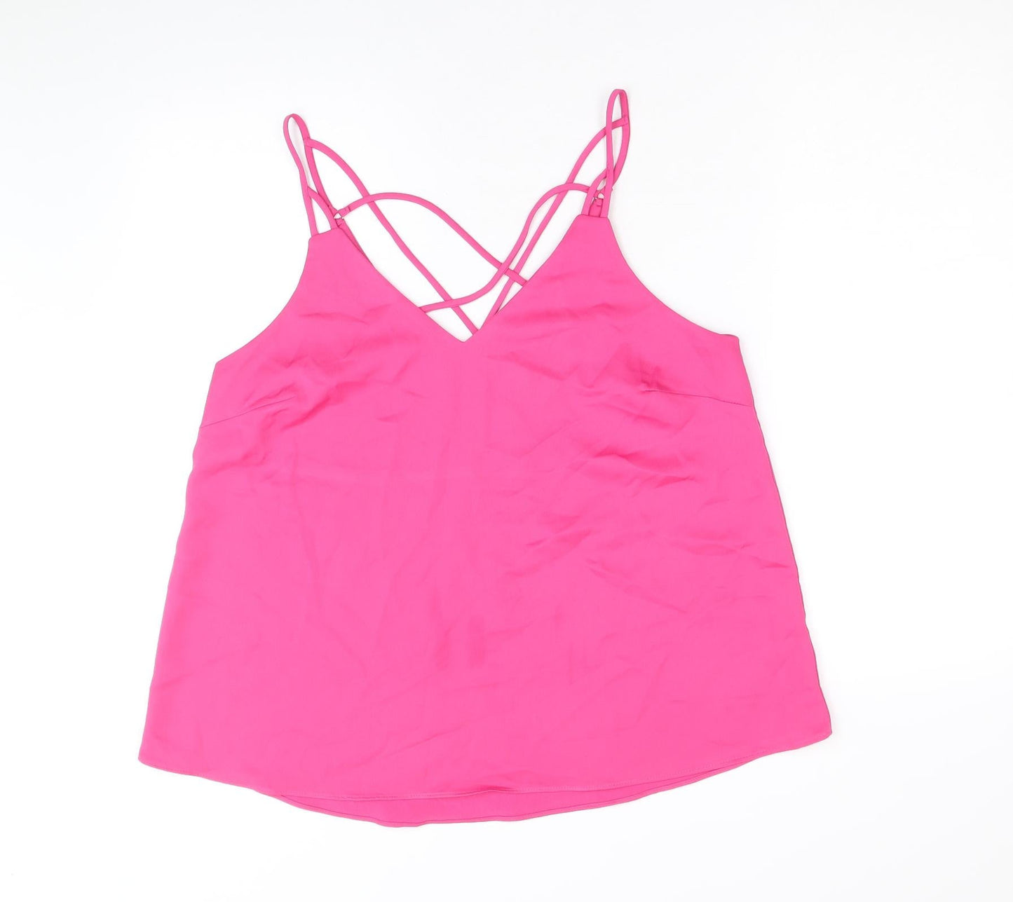 NEXT Womens Pink Polyester Camisole Tank Size 14 V-Neck - Cross Back Strap Detail