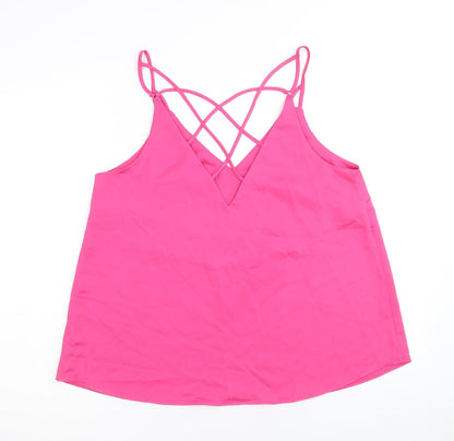 NEXT Womens Pink Polyester Camisole Tank Size 14 V-Neck - Cross Back Strap Detail