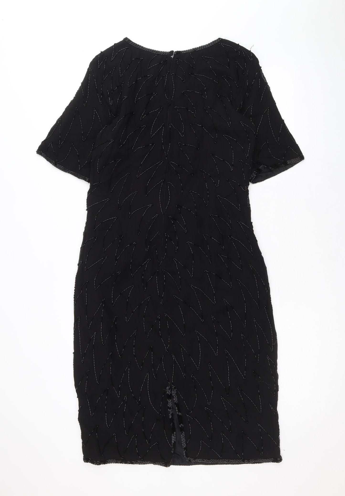Classic Woman Womens Black Viscose A-Line Size 10 Round Neck Zip