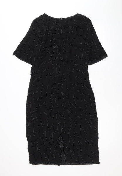 Classic Woman Womens Black Viscose A-Line Size 10 Round Neck Zip