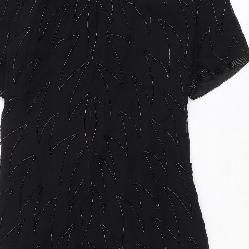 Classic Woman Womens Black Viscose A-Line Size 10 Round Neck Zip