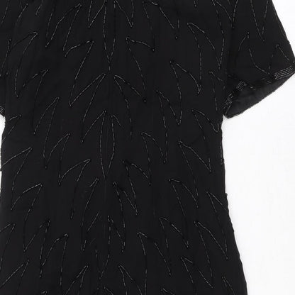 Classic Woman Womens Black Viscose A-Line Size 10 Round Neck Zip