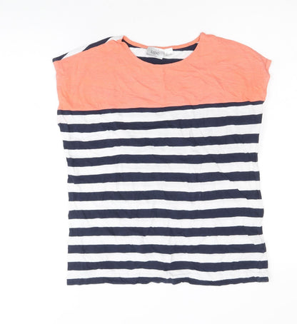 Bonprix Collection Womens Multicoloured Striped 100% Cotton Basic T-Shirt Size S Round Neck