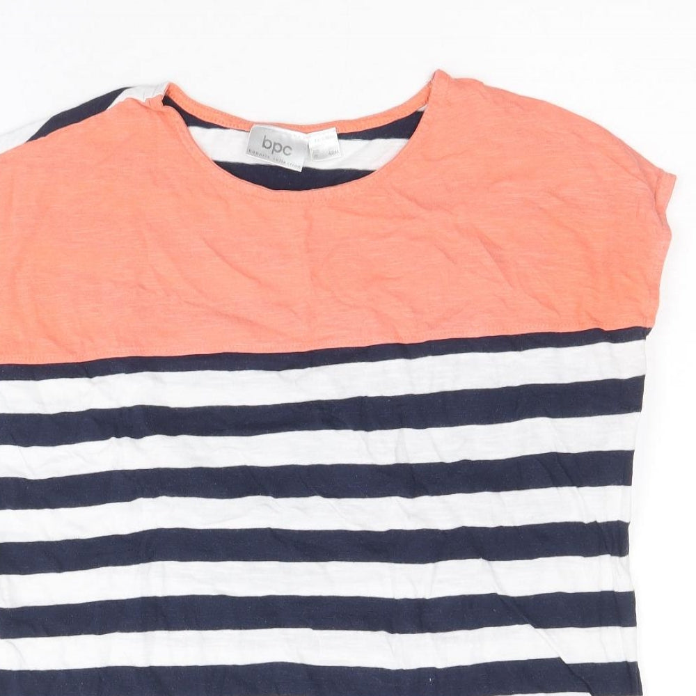 Bonprix Collection Womens Multicoloured Striped 100% Cotton Basic T-Shirt Size S Round Neck