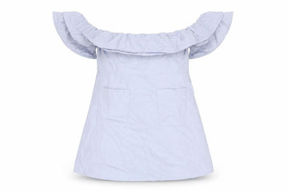 ASOS Womens Blue 100% Cotton A-Line Size 10 Off the Shoulder Zip