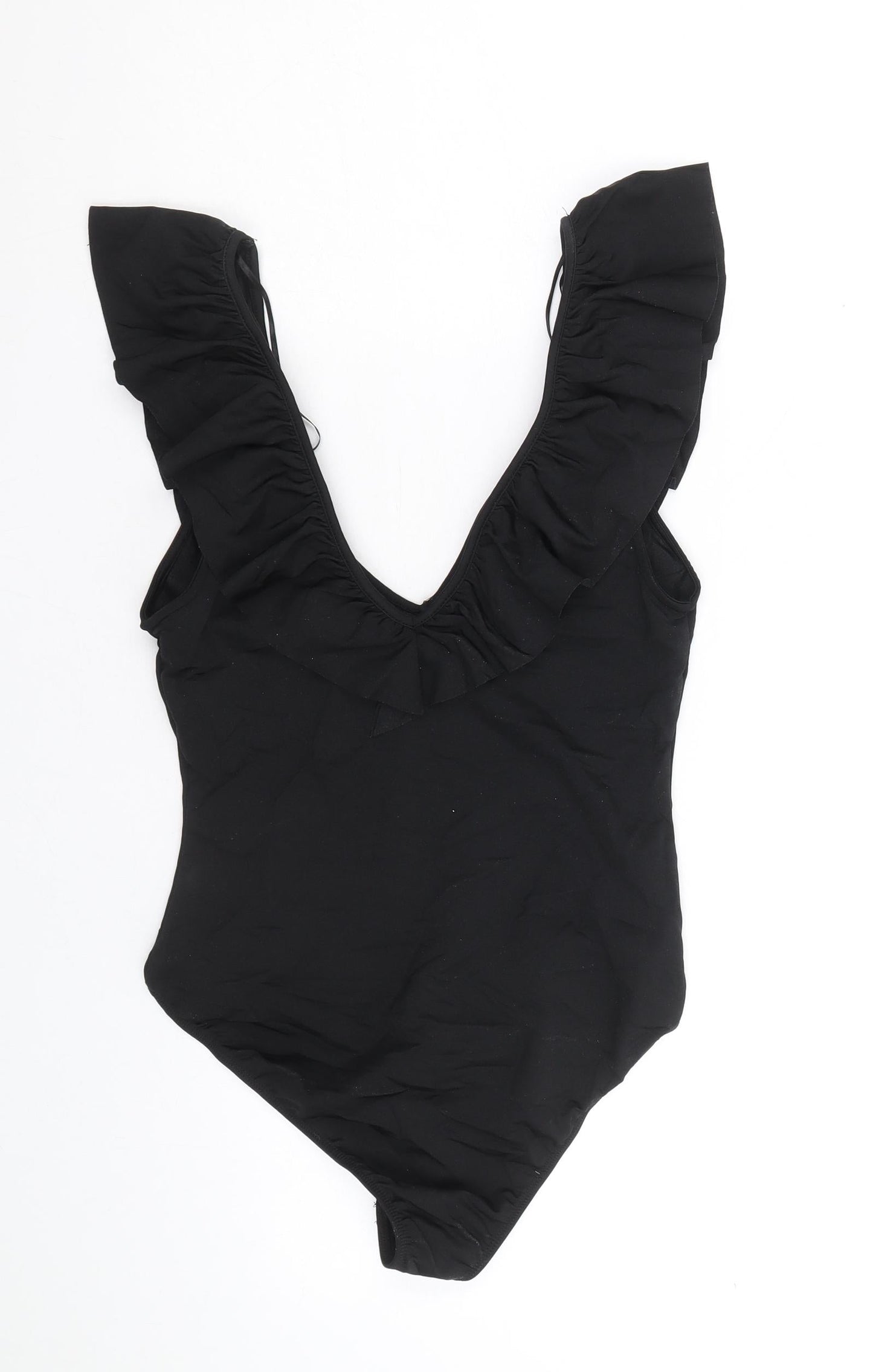 Zara Womens Black Polyamide Bodysuit One-Piece Size S Snap