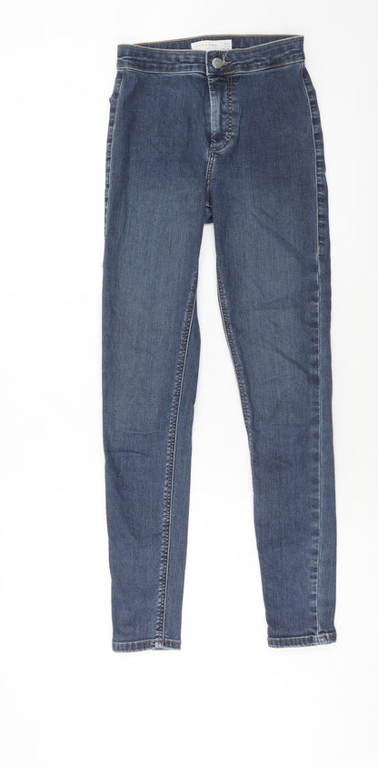 Topshop Womens Blue Cotton Skinny Jeans Size 26 in L32 in Regular Zip