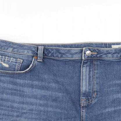 Marks and Spencer Womens Blue Cotton Cut-Off Shorts Size 22 Regular Zip