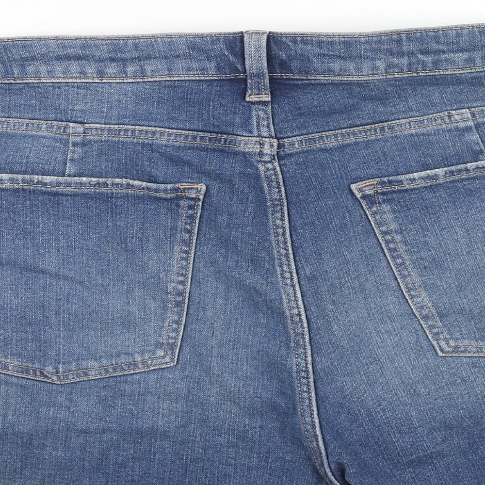 Marks and Spencer Womens Blue Cotton Cut-Off Shorts Size 22 Regular Zip