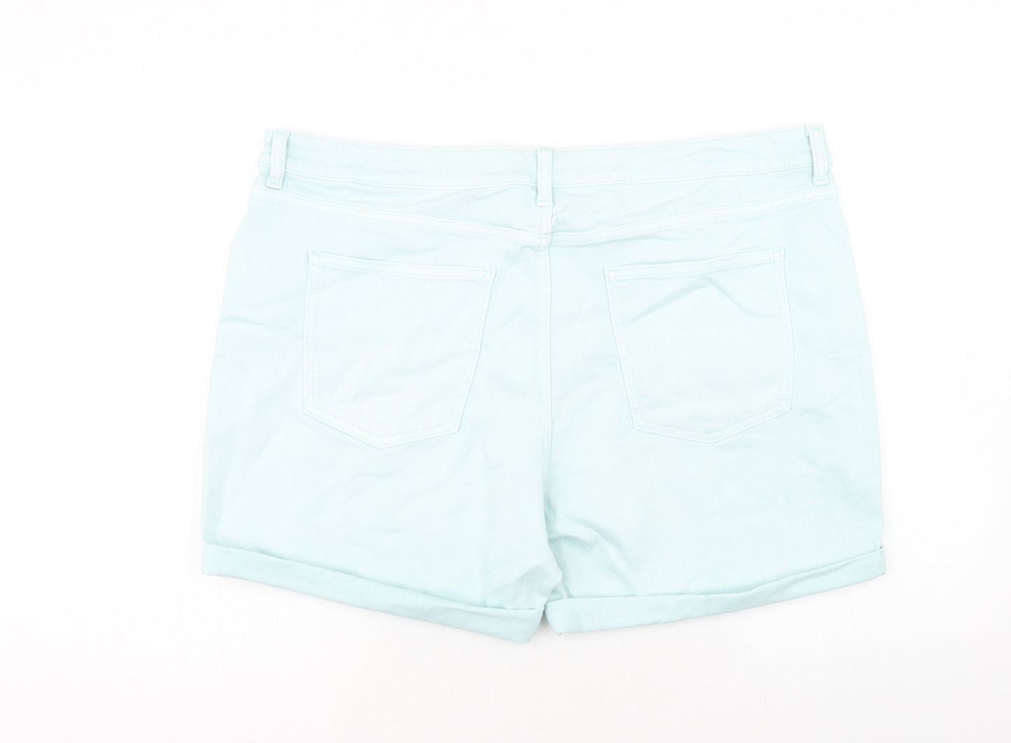 Marks and Spencer Womens Blue Cotton Boyfriend Shorts Size 2XS Regular Zip