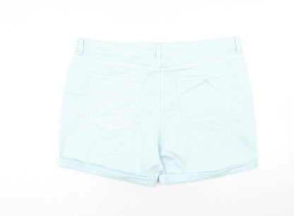Marks and Spencer Womens Blue Cotton Boyfriend Shorts Size 2XS Regular Zip