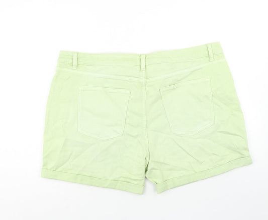 Marks and Spencer Womens Green Cotton Boyfriend Shorts Size 22 Regular Zip