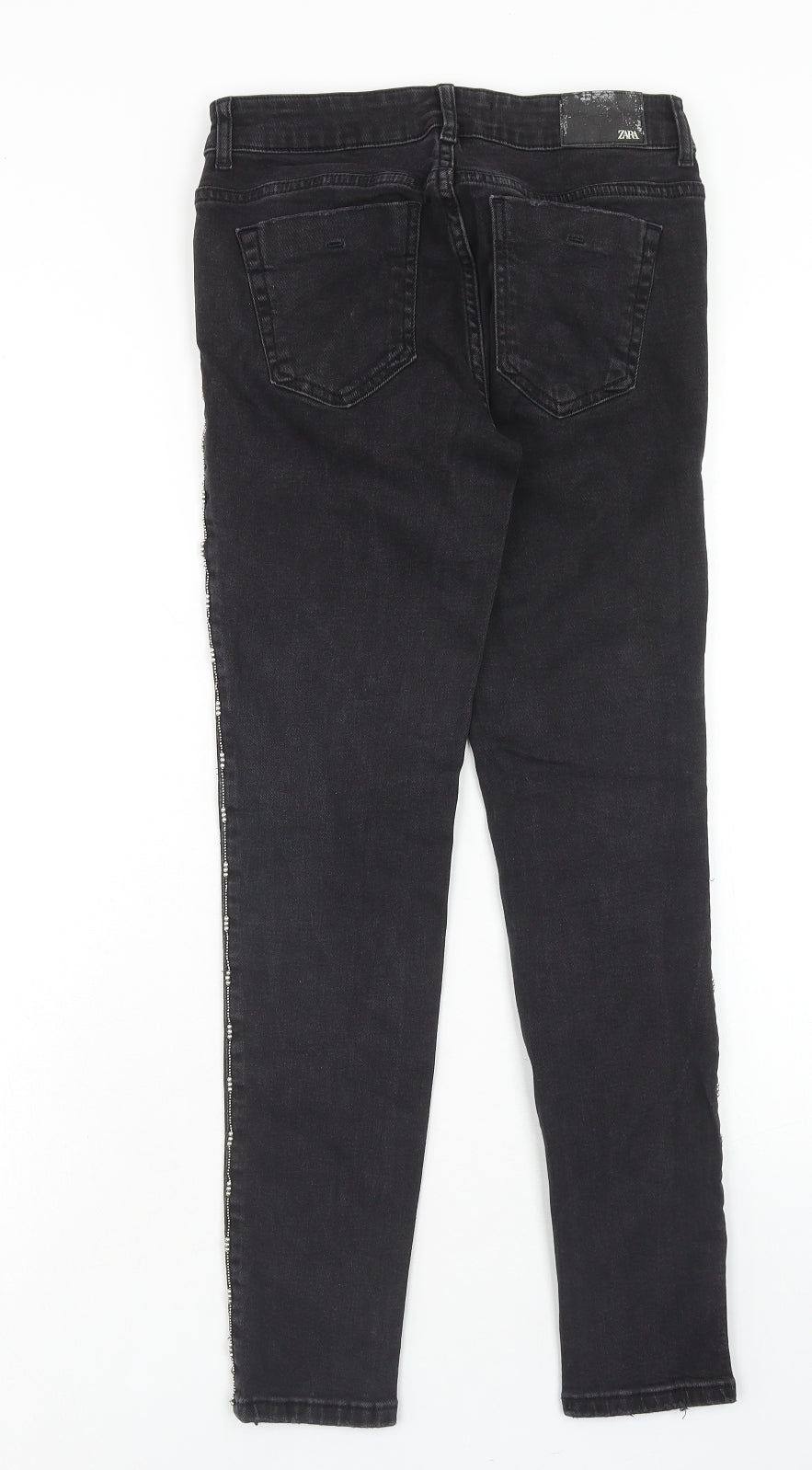 Zara Womens Black Cotton Skinny Jeans Size 8 Regular Zip