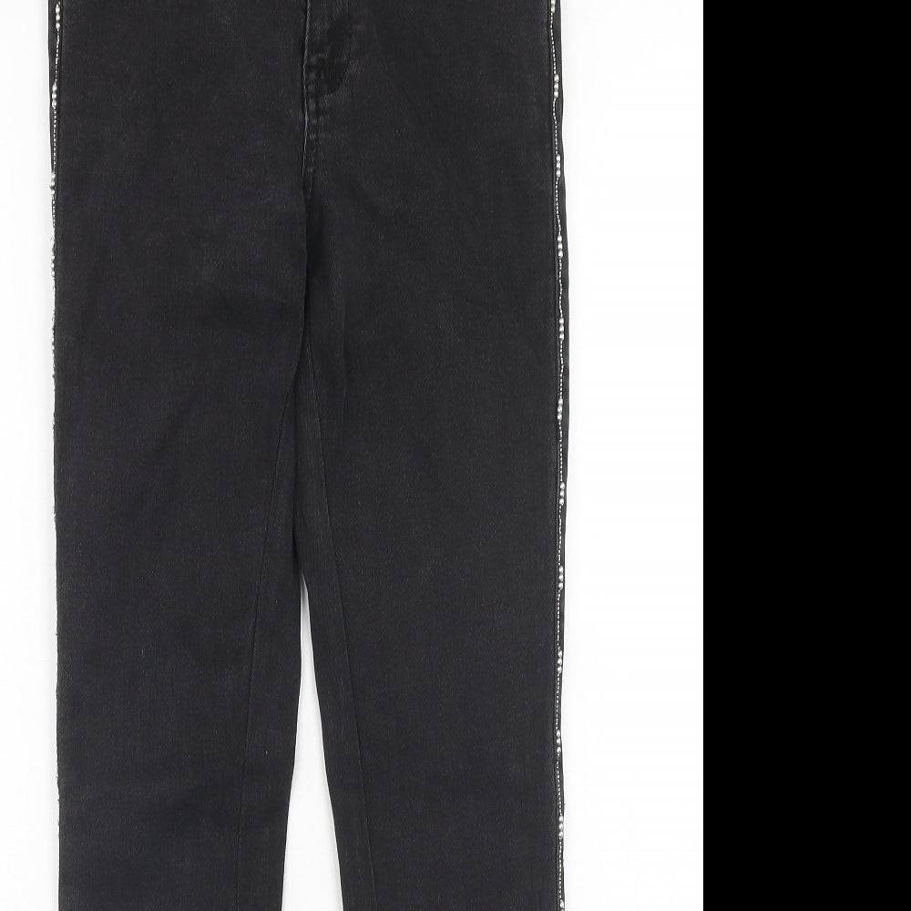 Zara Womens Black Cotton Skinny Jeans Size 8 Regular Zip