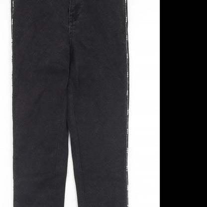 Zara Womens Black Cotton Skinny Jeans Size 8 Regular Zip