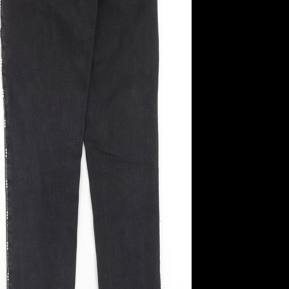 Zara Womens Black Cotton Skinny Jeans Size 8 Regular Zip