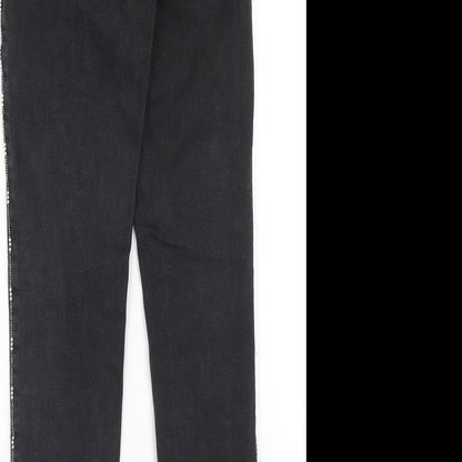 Zara Womens Black Cotton Skinny Jeans Size 8 Regular Zip