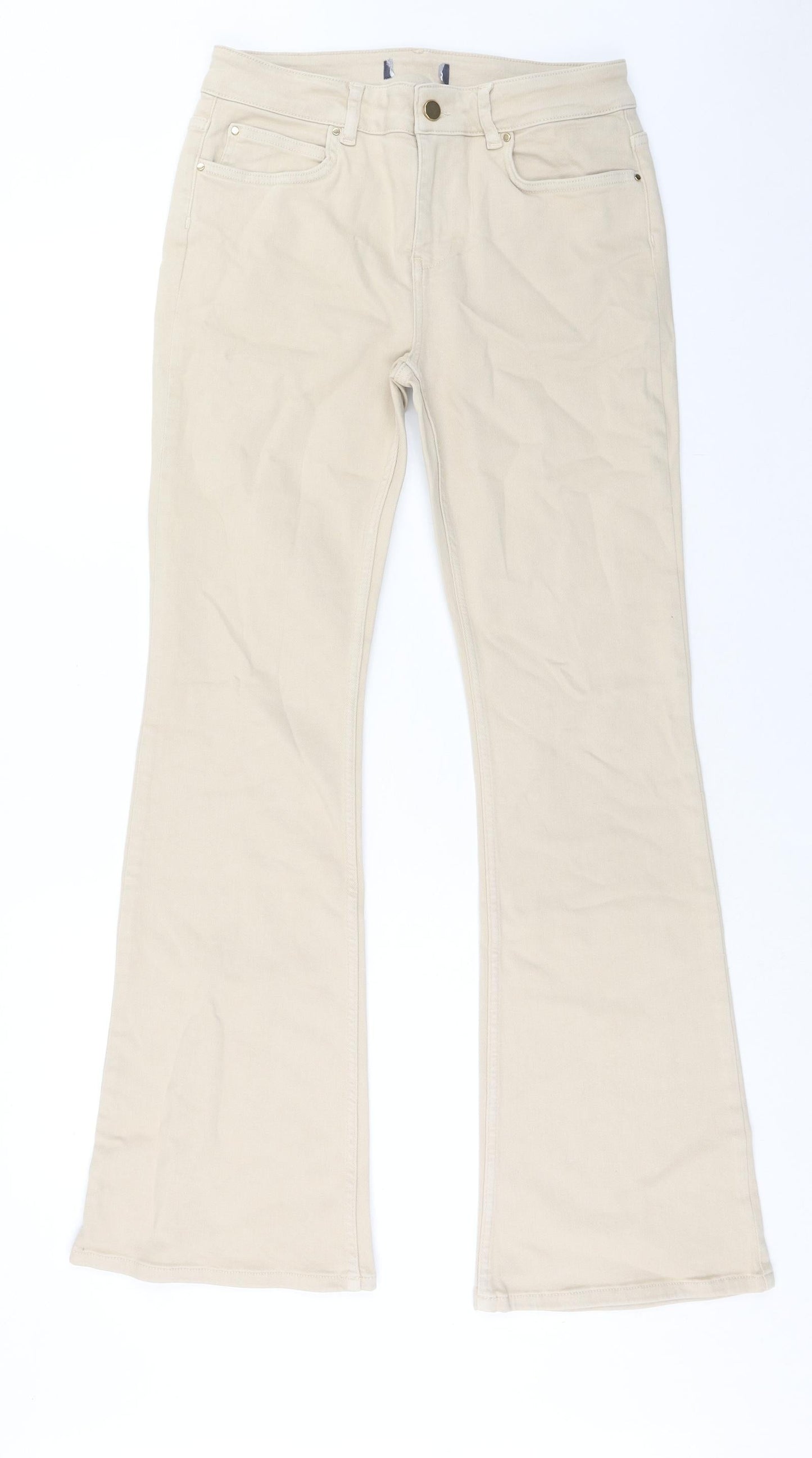 Womens UK Size 30 in Preworn Regular Fit Wide-Leg Brown Jeans