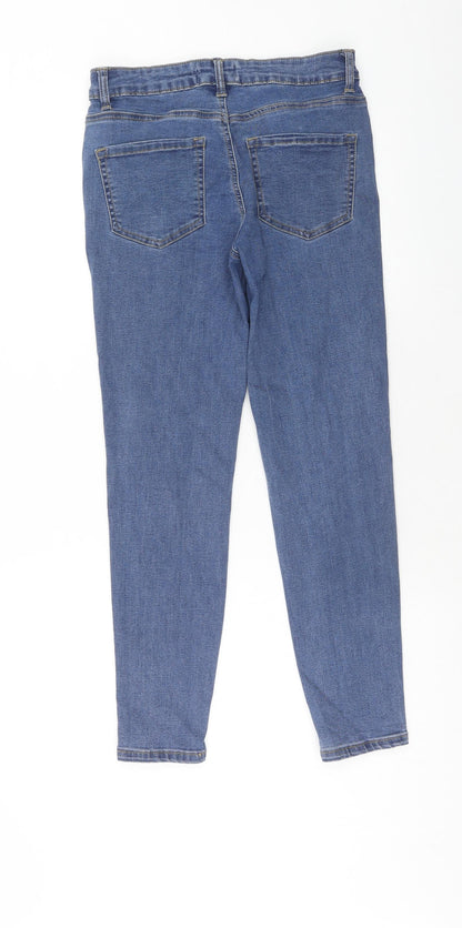 Denim & Co. Womens Blue Cotton Skinny Jeans Size 12 Regular Zip