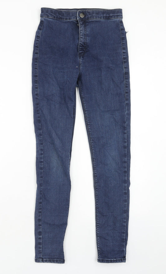 Topshop Womens Blue Cotton Skinny Jeans Size 28 in L32 in Regular Zip