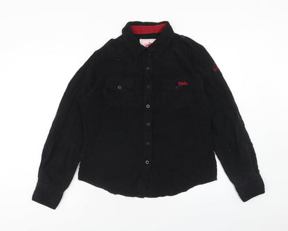 Tottie Womens Black Cotton Basic Button-Up Size L Collared
