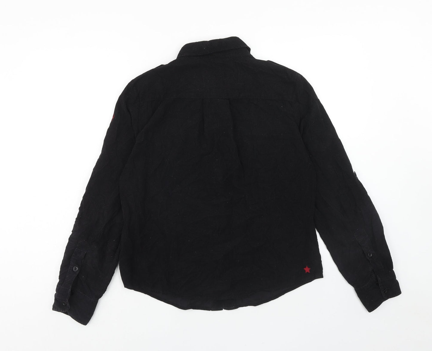 Tottie Womens Black Cotton Basic Button-Up Size L Collared