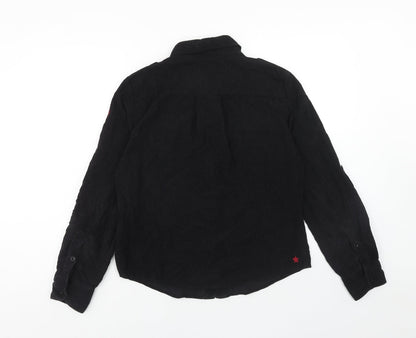 Tottie Womens Black Cotton Basic Button-Up Size L Collared