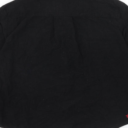 Tottie Womens Black Cotton Basic Button-Up Size L Collared