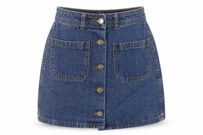 Falmer Heritage Womens Blue Cotton Mini Skirt Size M Button