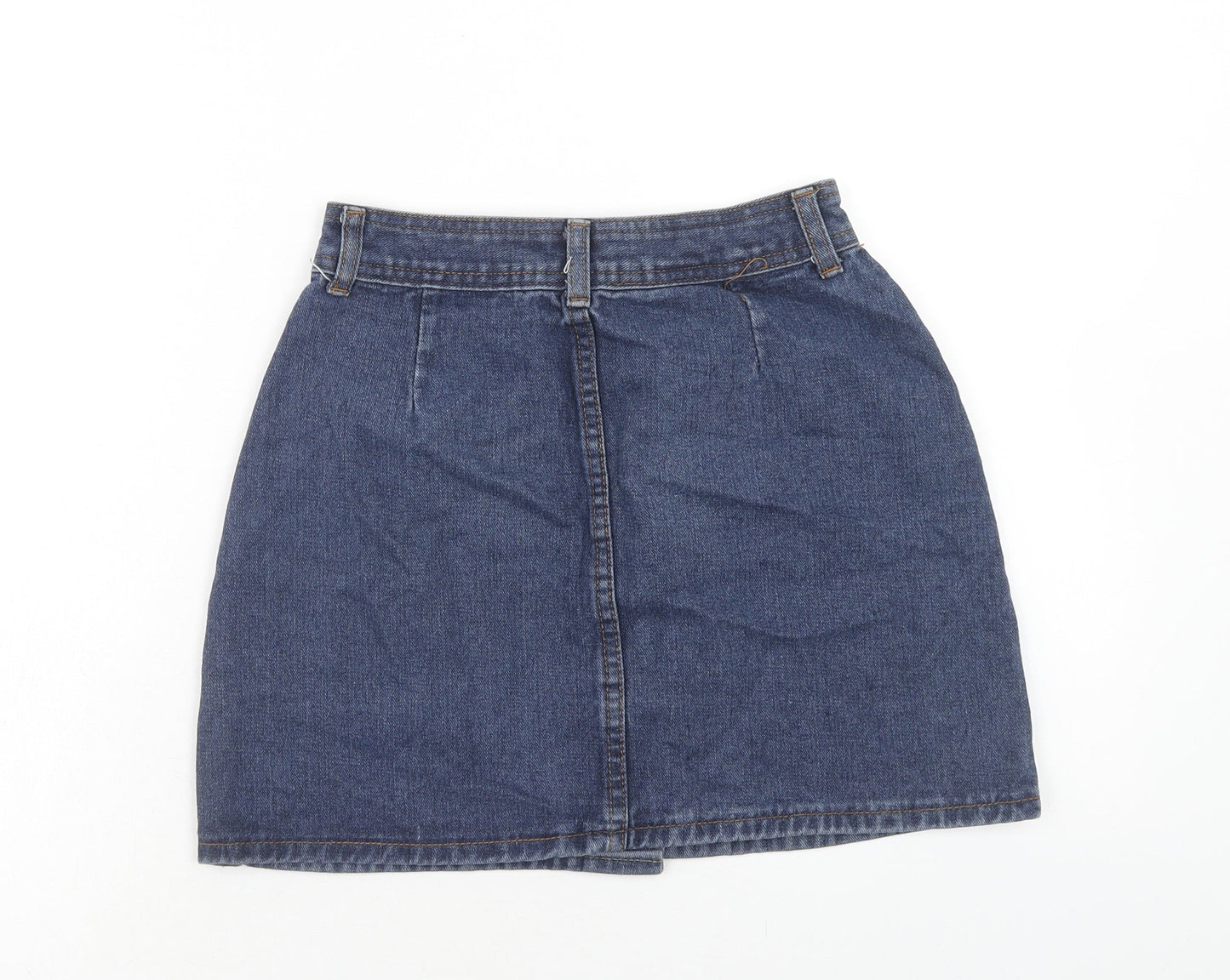 Falmer Womens Blue Cotton Mini Skirt Size M Button