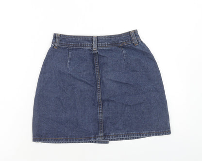 Falmer Womens Blue Cotton Mini Skirt Size M Button