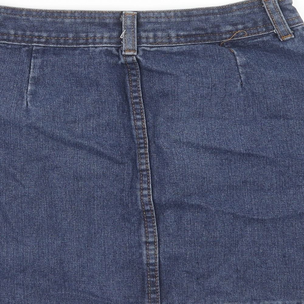 Falmer Womens Blue Cotton Mini Skirt Size M Button