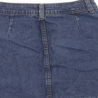 Falmer Womens Blue Cotton Mini Skirt Size M Button
