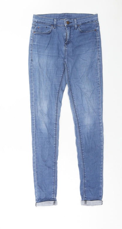 Topshop Womens Blue Cotton Skinny Jeans Size 26 in L32 in Regular Zip