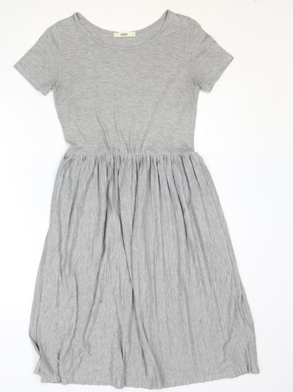 Oasis Womens Grey Polyester T-Shirt Dress Size XS Round Neck Pullover