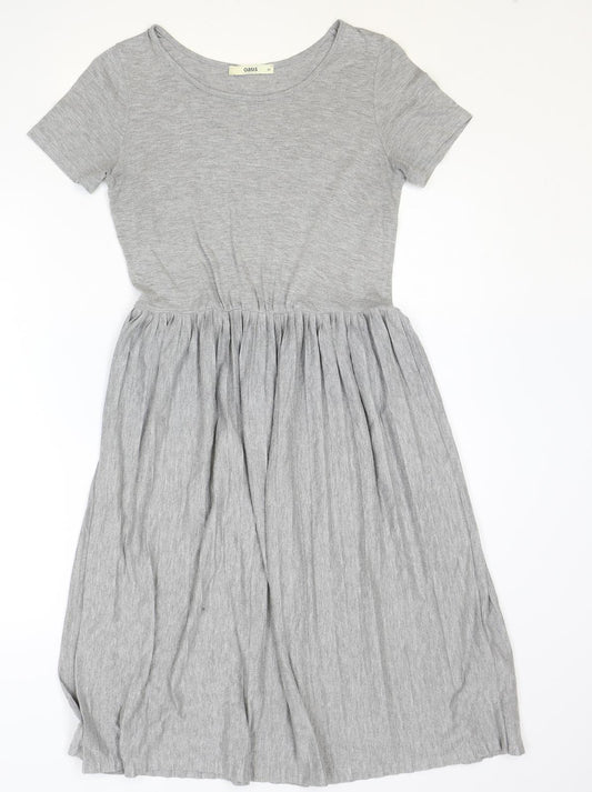 Oasis Womens Grey Polyester T-Shirt Dress Size XS Round Neck Pullover