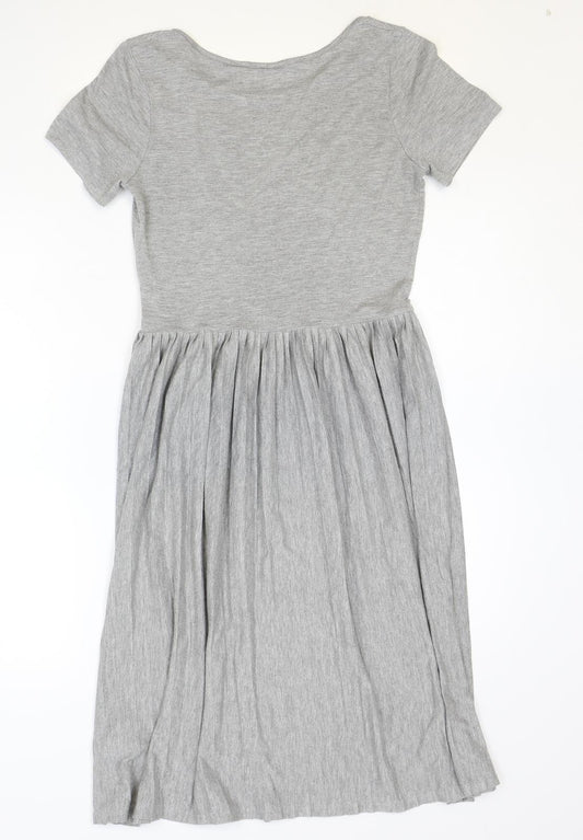 Oasis Womens Grey Polyester T-Shirt Dress Size XS Round Neck Pullover
