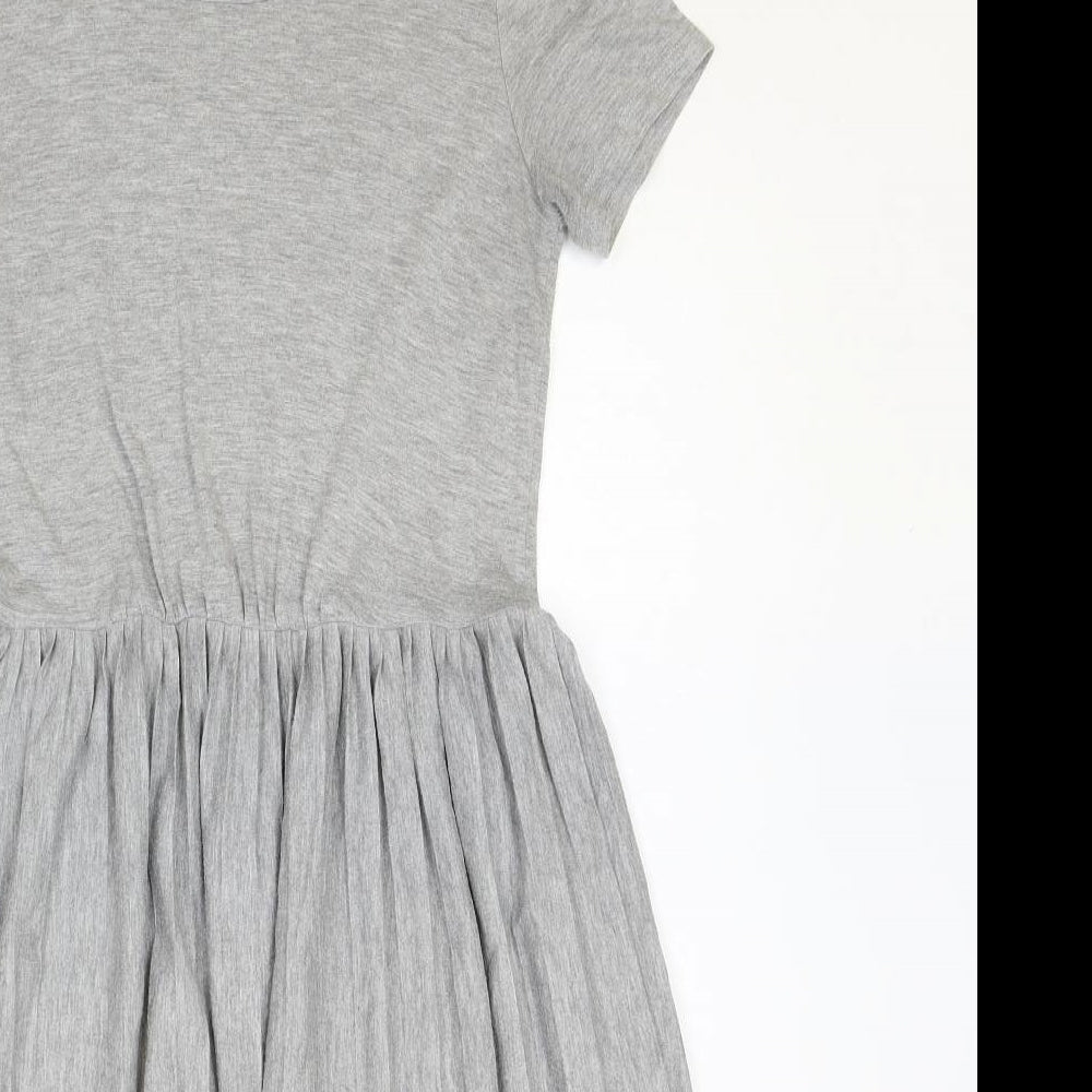 Oasis Womens Grey Polyester T-Shirt Dress Size XS Round Neck Pullover