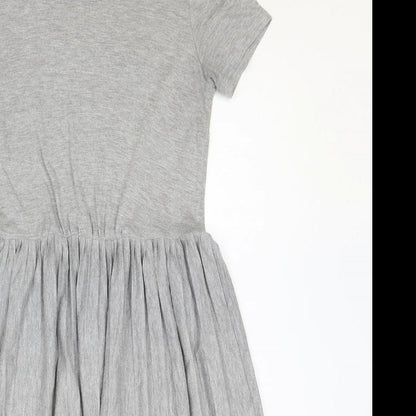 Oasis Womens Grey Polyester T-Shirt Dress Size XS Round Neck Pullover