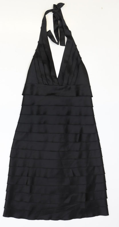Todays Woman Womens Black Polyester A-Line Size 8 Halter Zip