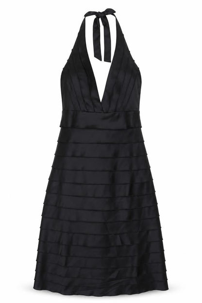 Todays Woman Womens Black Polyester A-Line Size 8 Halter Zip