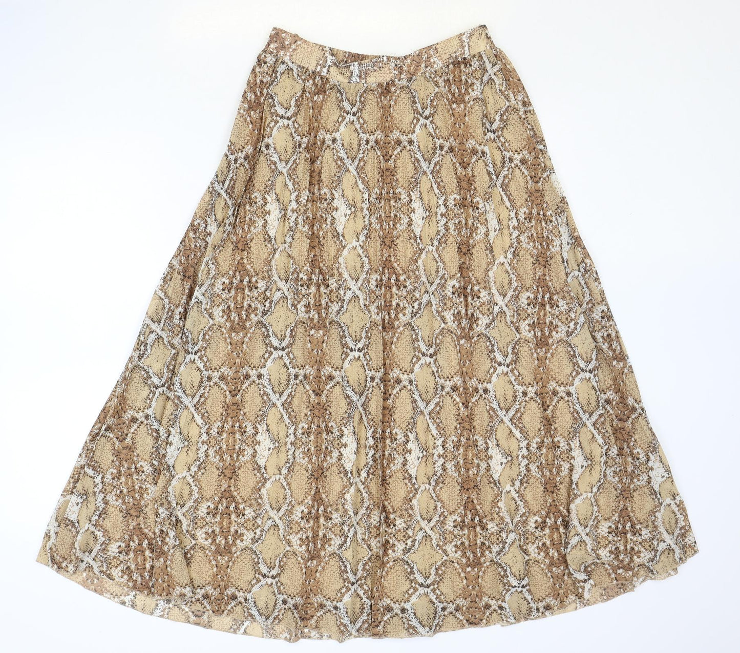 Marks and Spencer Womens Brown Animal Print Polyester Swing Skirt Size 8 - Snakeskin Pattern