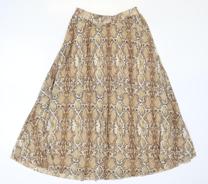 Marks and Spencer Womens Brown Animal Print Polyester Swing Skirt Size 8 - Snakeskin Pattern