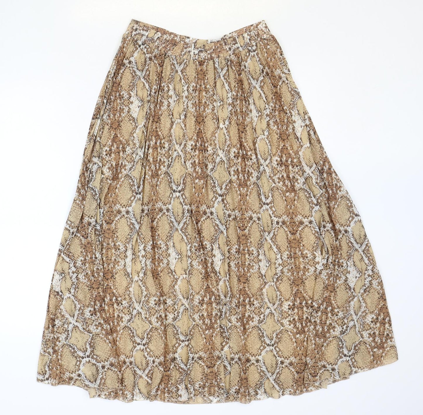 Marks and Spencer Womens Brown Animal Print Polyester Swing Skirt Size 8 - Snakeskin Pattern