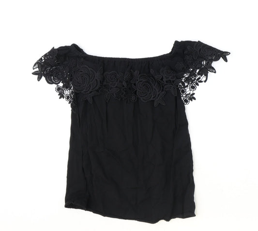 Womens UK Size 8 Oasis Black Basic T-Shirt